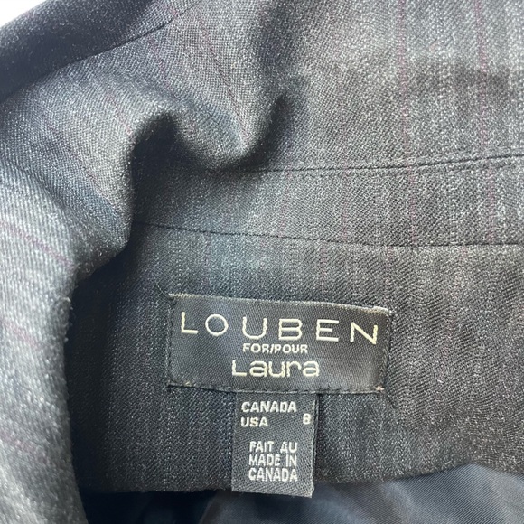 louben grey Black  pinstripes Women's Blazer skirt 2 pc suit grey - Picture 8 of 11